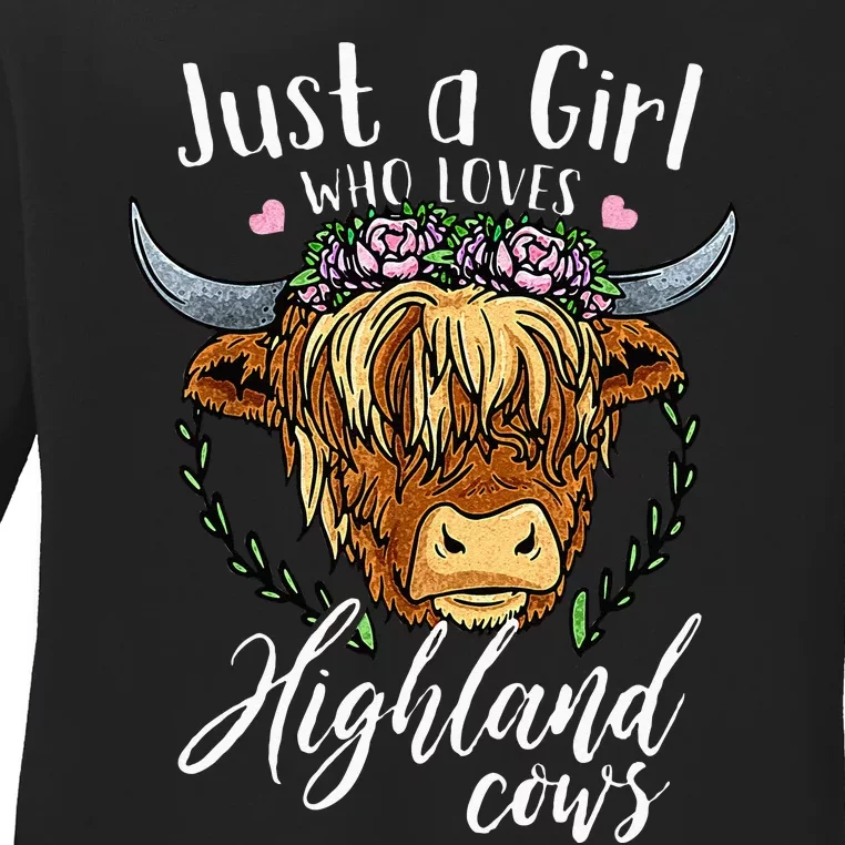 Just A Girl Who Loves Scottish Highland Cows Ladies Long Sleeve Shirt