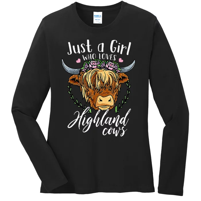 Just A Girl Who Loves Scottish Highland Cows Ladies Long Sleeve Shirt