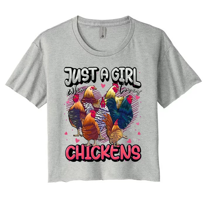 Just A Girl Who Loves Chickens Cute Chicken Lover Farmers Women's Crop Top Tee