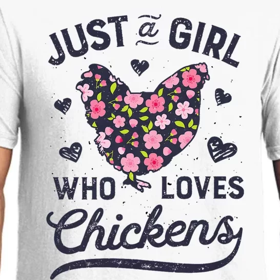 Just A Girl Who Loves Chickens Women Flowers Farm Pajama Set