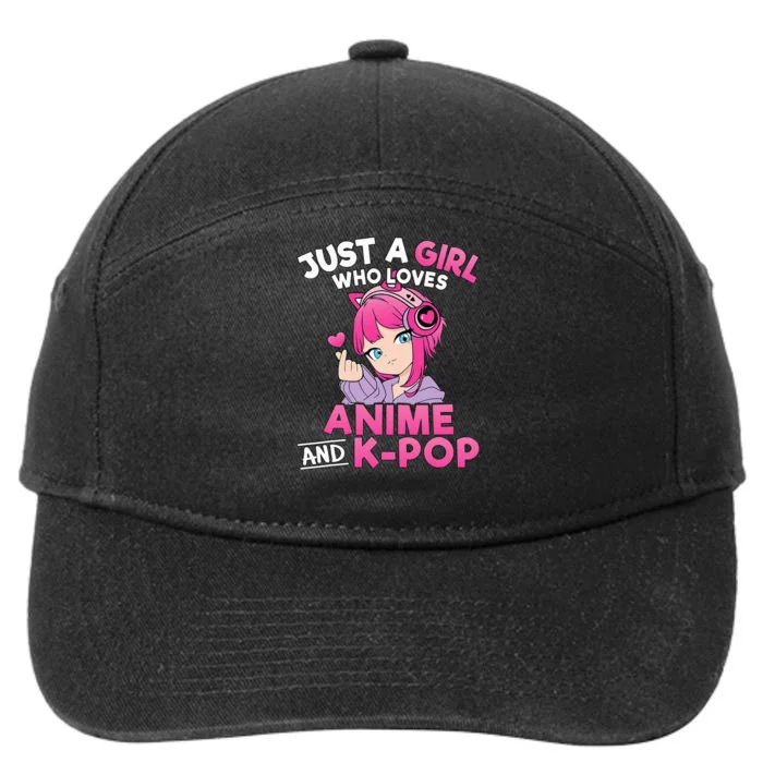 Just A Girl Who Loves Anime And Kpop Cute Kpop Music Lover 7-Panel Snapback Hat