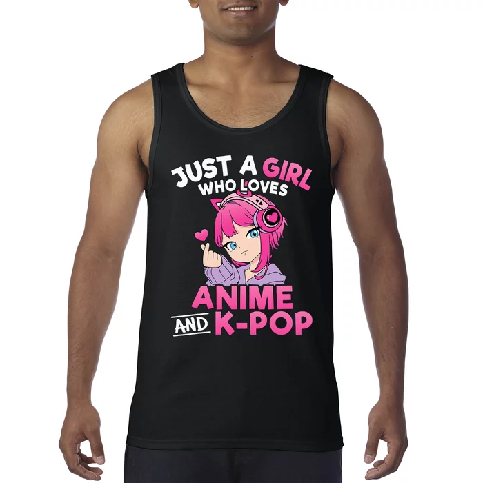 Just A Girl Who Loves Anime And Kpop Cute Kpop Music Lover Tank Top