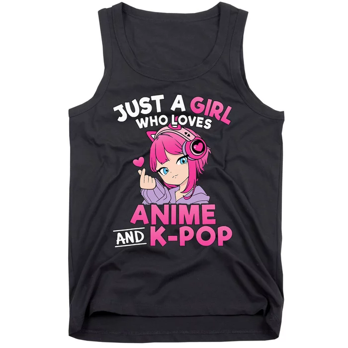 Just A Girl Who Loves Anime And Kpop Cute Kpop Music Lover Tank Top