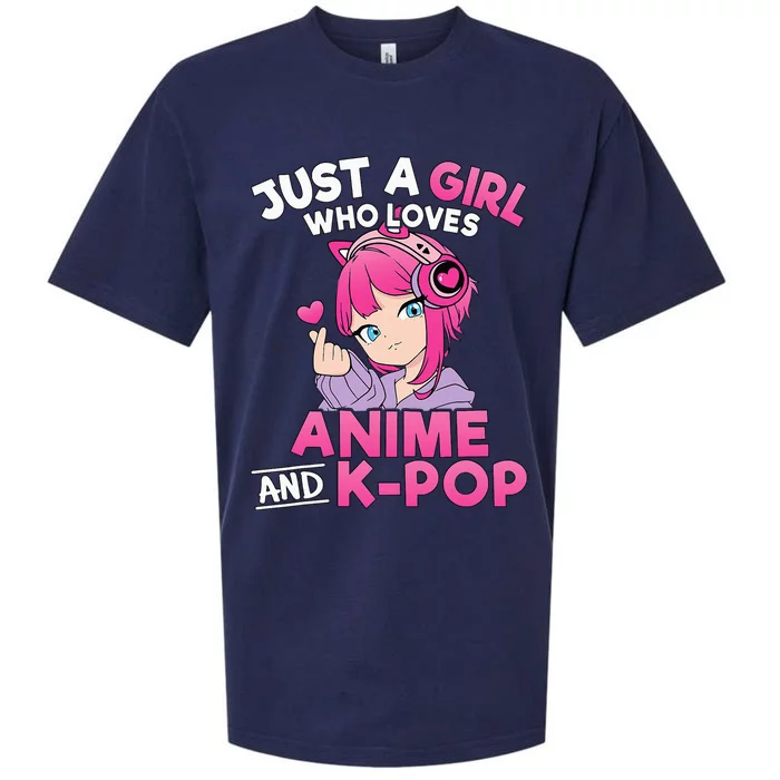 Just A Girl Who Loves Anime And Kpop Cute Kpop Music Lover Sueded Cloud Jersey T-Shirt