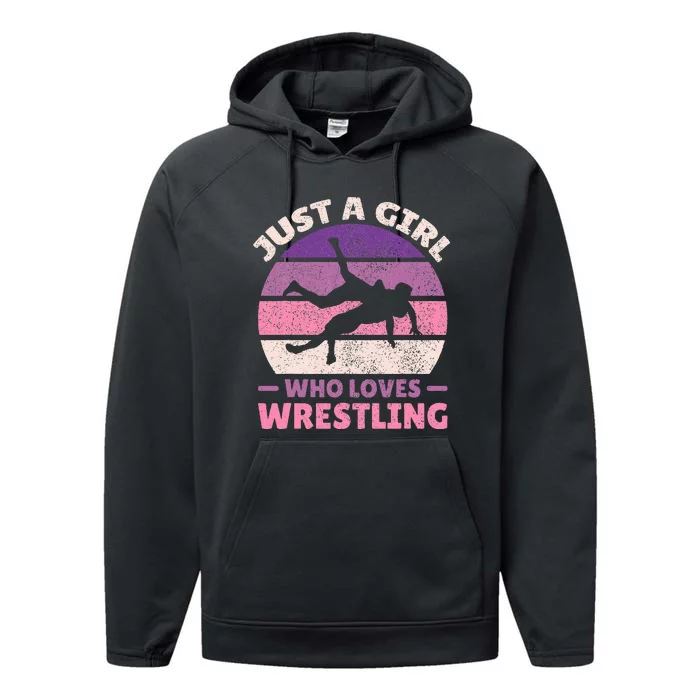 Just A Girl Who Loves Wrestling Girl Wrestle Outfit Wrestler Performance Fleece Hoodie