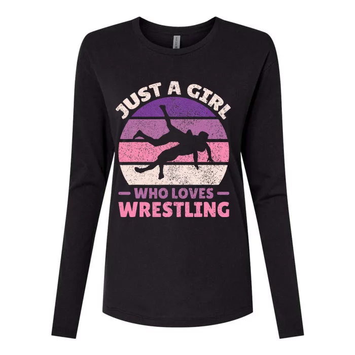 Just A Girl Who Loves Wrestling Girl Wrestle Outfit Wrestler Womens Cotton Relaxed Long Sleeve T-Shirt