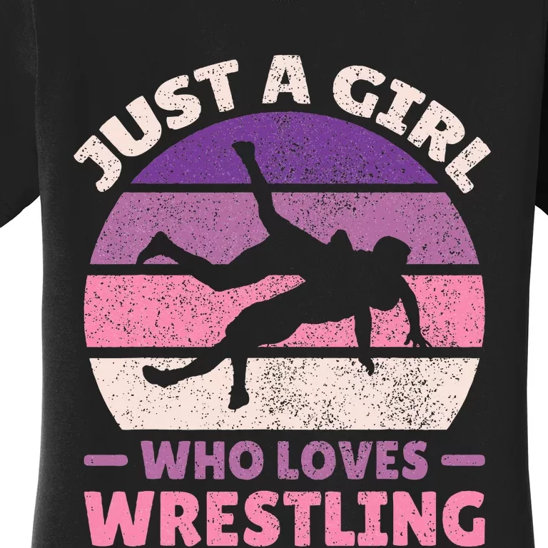 Just A Girl Who Loves Wrestling Girl Wrestle Outfit Wrestler Women's T-Shirt