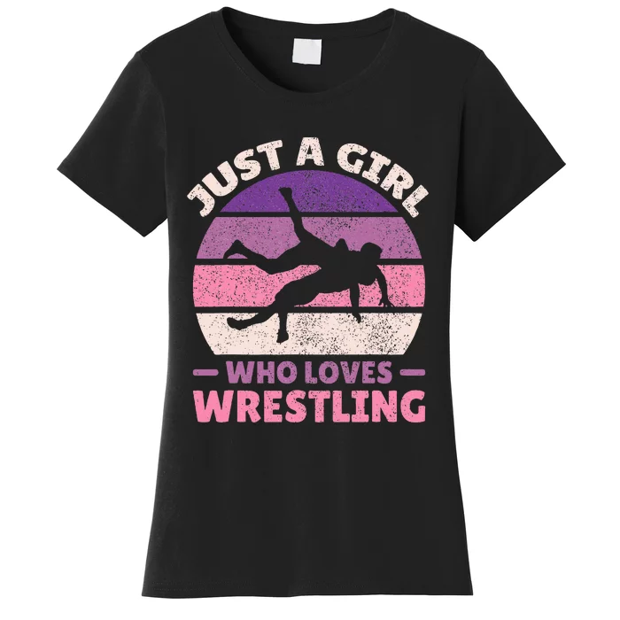 Just A Girl Who Loves Wrestling Girl Wrestle Outfit Wrestler Women's T-Shirt