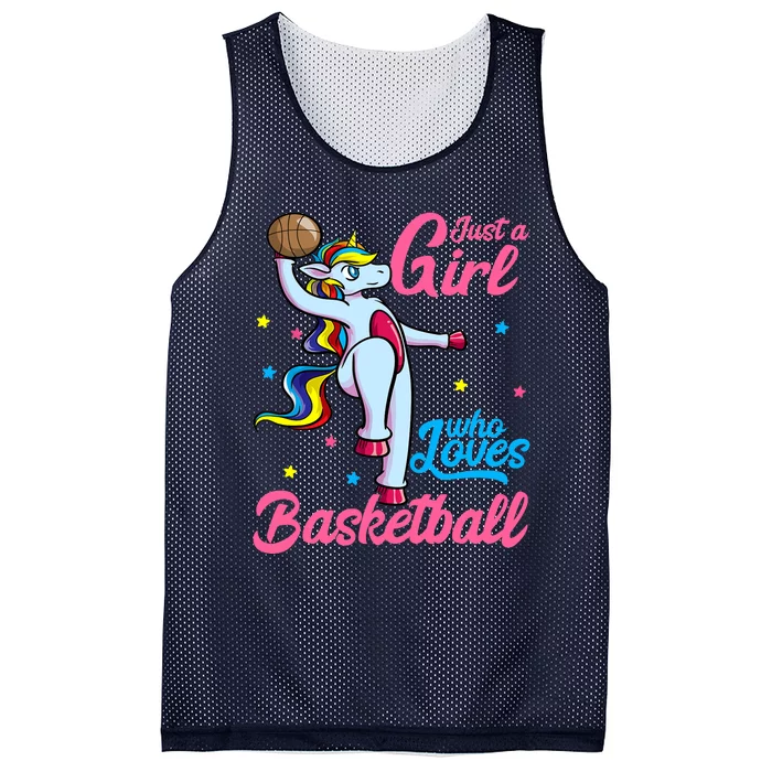 Just a Girl Who Loves Basketball Unicorn Dunking Ball Mesh Reversible Basketball Jersey Tank