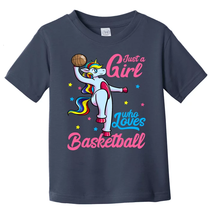 Just a Girl Who Loves Basketball Unicorn Dunking Ball Toddler T-Shirt