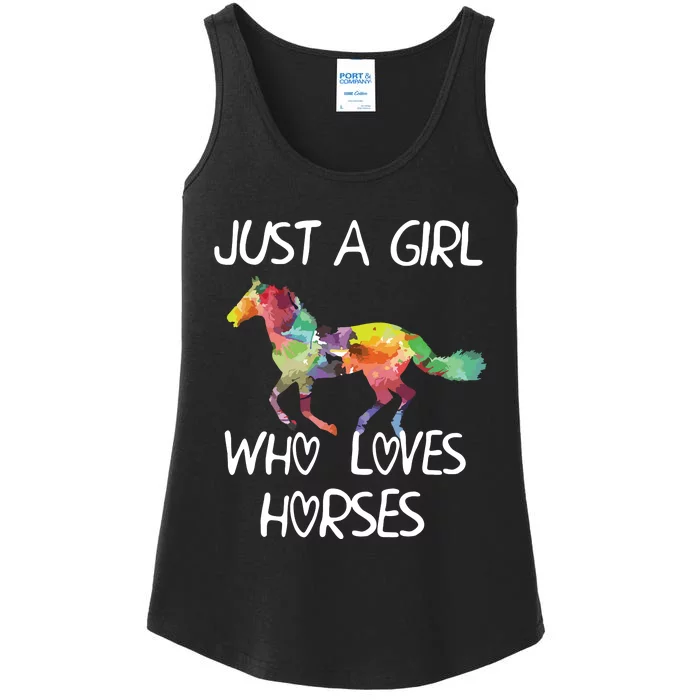 Just A Girl Who Loves Horses Cute Design Beautiful Horse Ladies Essential Tank