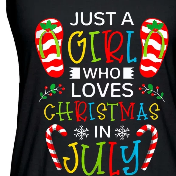 Just A Girl Who Loves Christmas In July Women Girl Summer Ladies Essential Flowy Tank