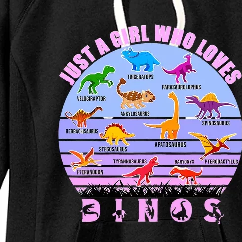 Just A Girl Who Loves Dinosaurs Cute Floral Girl Women's Fleece Hoodie