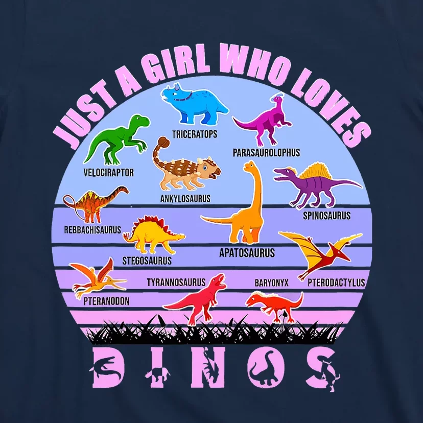 Just A Girl Who Loves Dinosaurs Cute Floral Girl T-Shirt