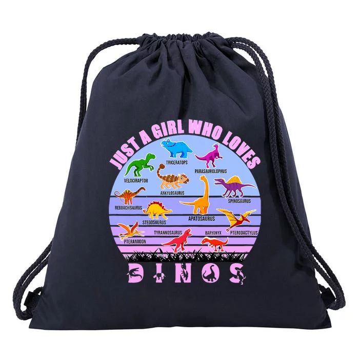 Just A Girl Who Loves Dinosaurs Cute Floral Girl Drawstring Bag