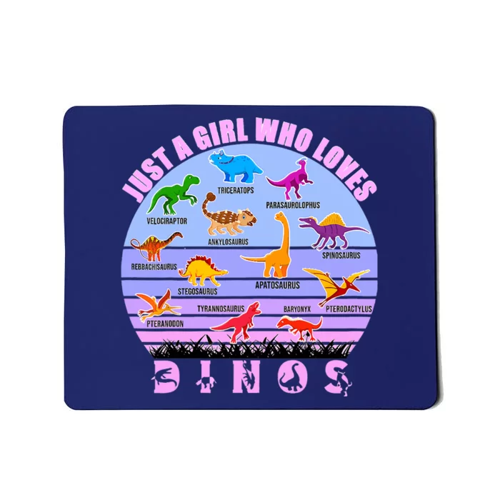 Just A Girl Who Loves Dinosaurs Cute Floral Girl Mousepad