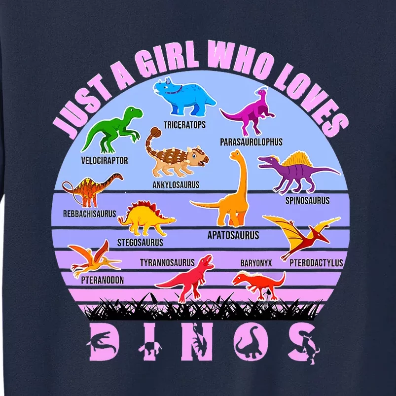 Just A Girl Who Loves Dinosaurs Cute Floral Girl Tall Sweatshirt