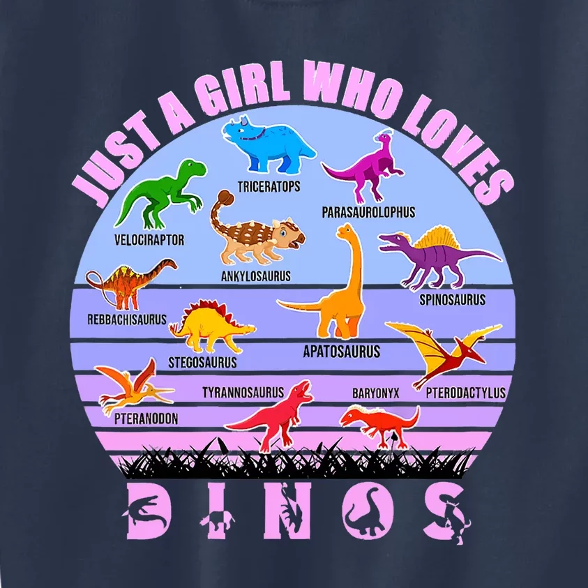 Just A Girl Who Loves Dinosaurs Cute Floral Girl Kids Sweatshirt