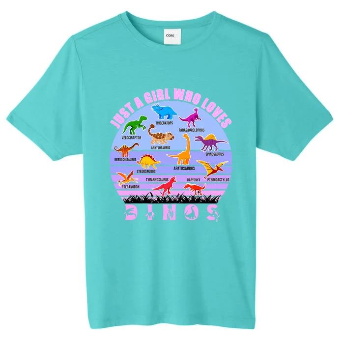 Just A Girl Who Loves Dinosaurs Cute Floral Girl ChromaSoft Performance T-Shirt