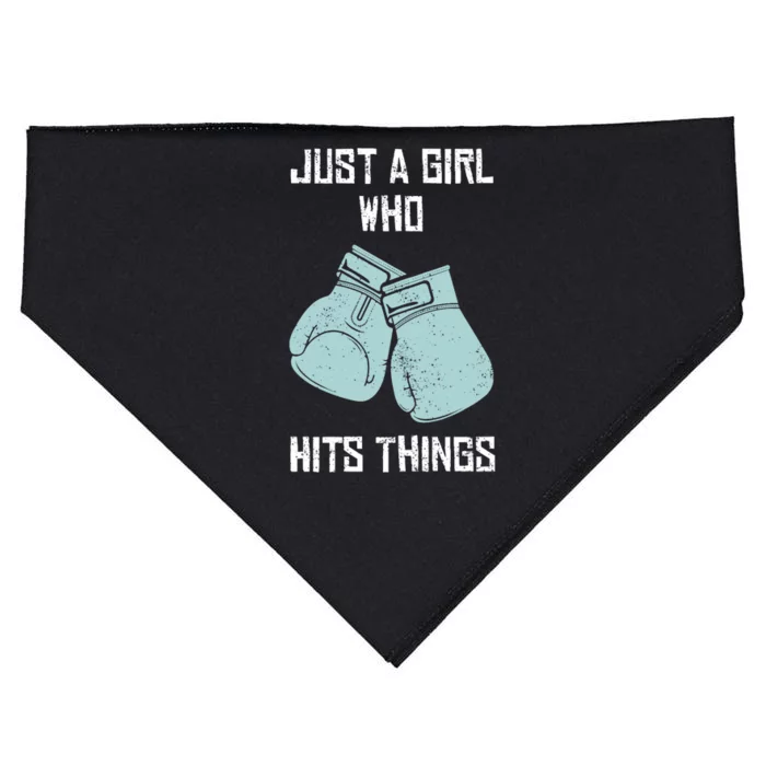 Just A Girl Who Hits Things Boxing Wo Punching Outfit USA-Made Doggie Bandana