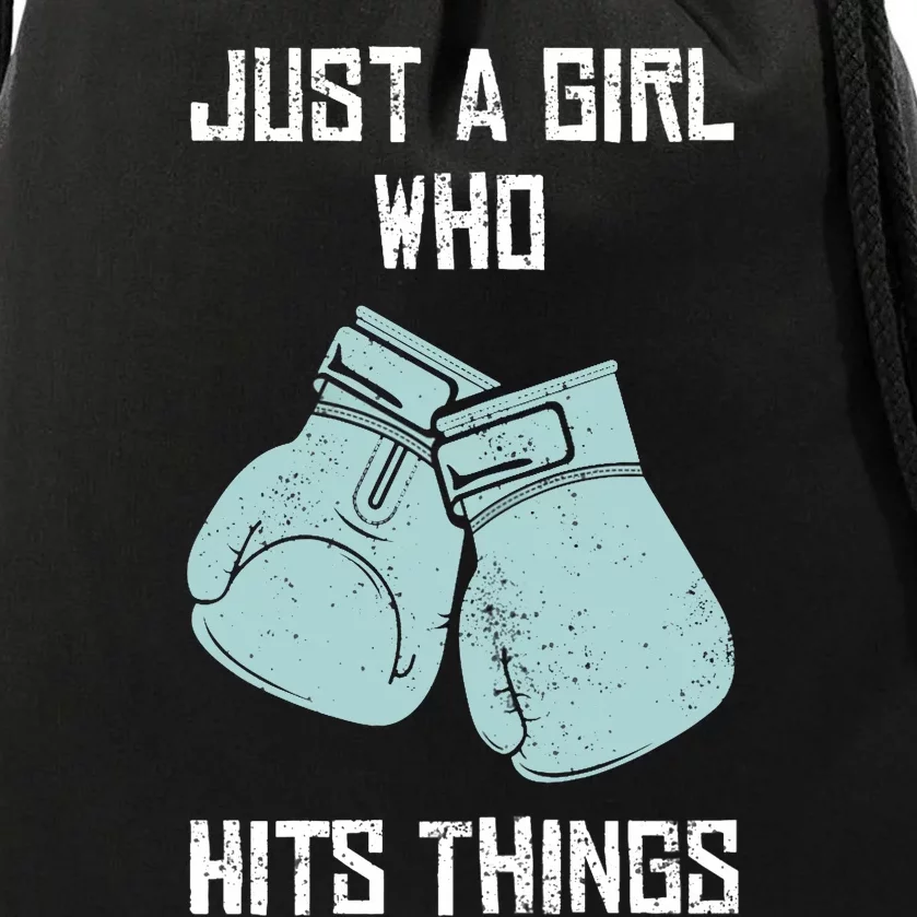 Just A Girl Who Hits Things Boxing Wo Punching Outfit Drawstring Bag