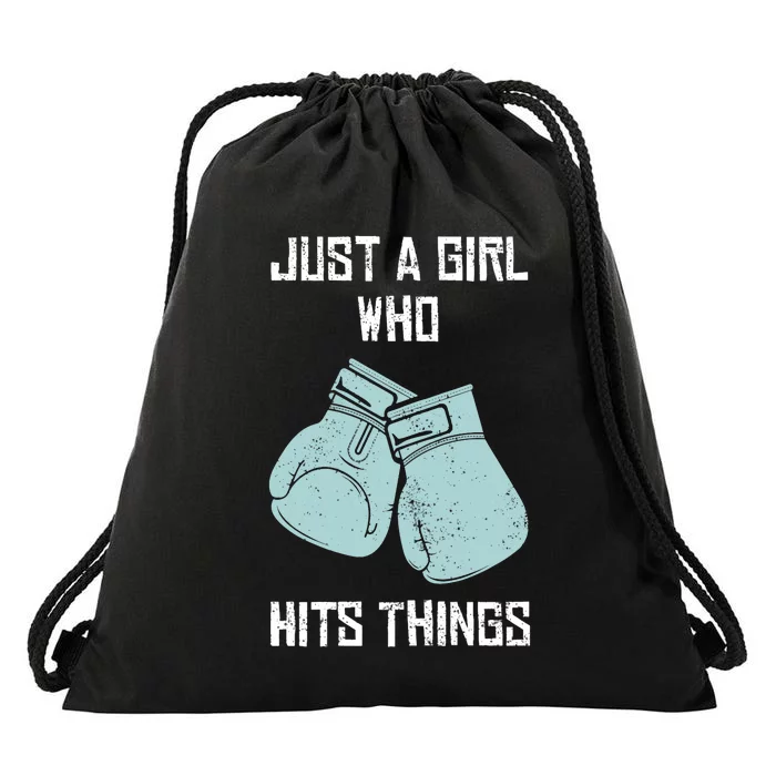 Just A Girl Who Hits Things Boxing Wo Punching Outfit Drawstring Bag