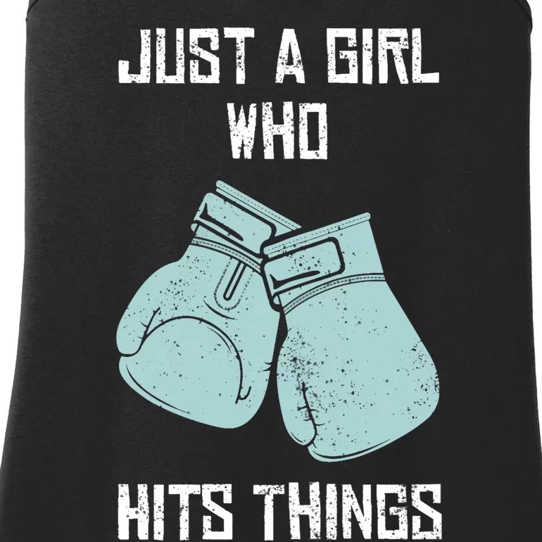 Just A Girl Who Hits Things Boxing Wo Punching Outfit Ladies Essential Tank