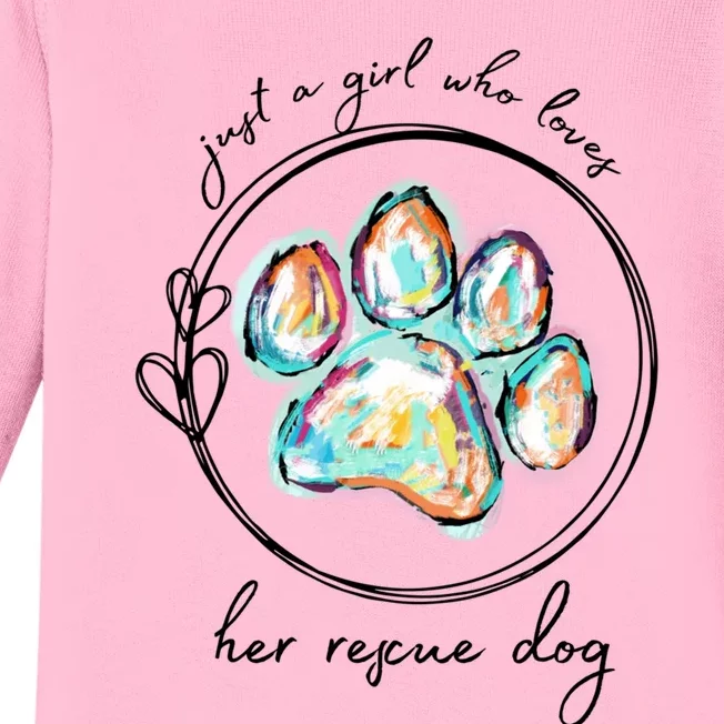 Just A Girl Who Loves Her Rescue Dog Gift Baby Long Sleeve Bodysuit