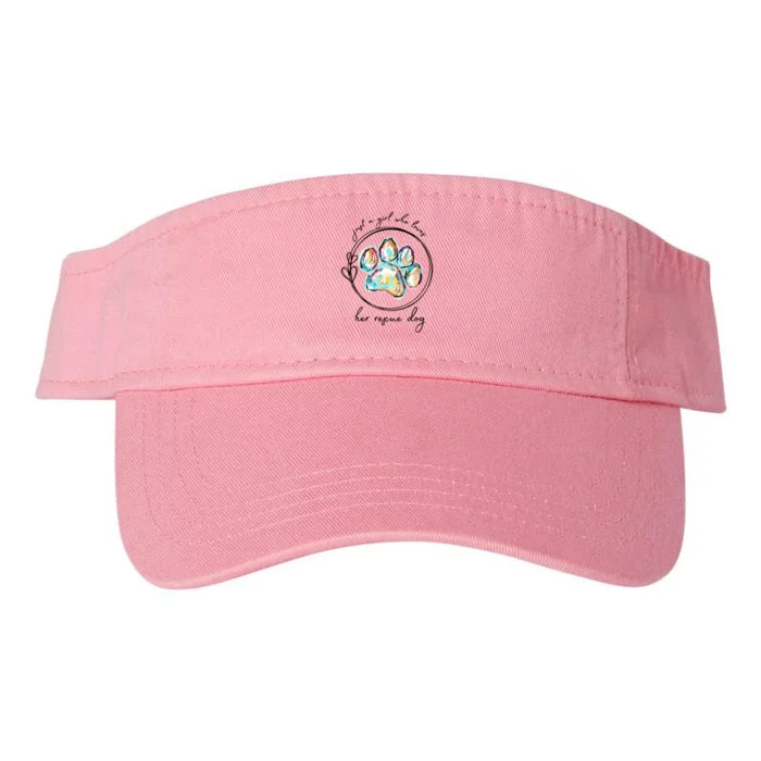 Just A Girl Who Loves Her Rescue Dog Gift Valucap Bio-Washed Visor