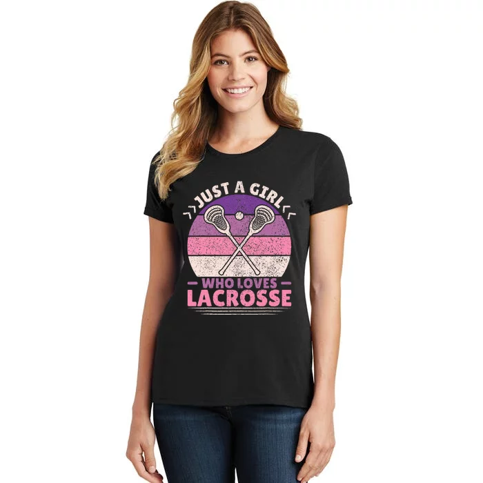 Just A Girl Who Loves Lacrosse Player Lax Lovers Lacrosse Women's T-Shirt