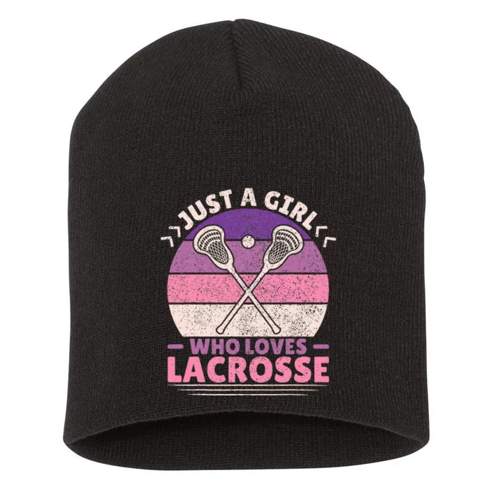 Just A Girl Who Loves Lacrosse Player Lax Lovers Lacrosse Short Acrylic Beanie