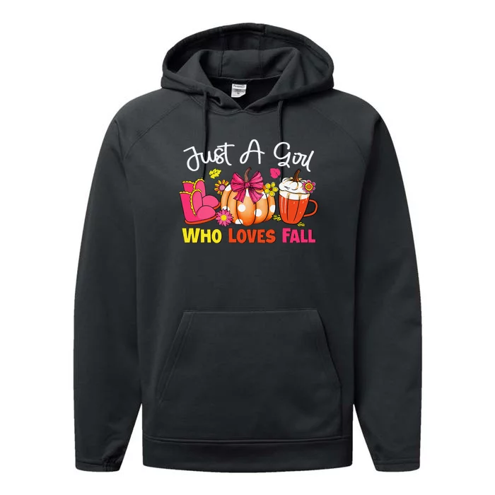 Just A Girl Who Loves Fall Pumpkin Spice Latte Thanksgiving Performance Fleece Hoodie