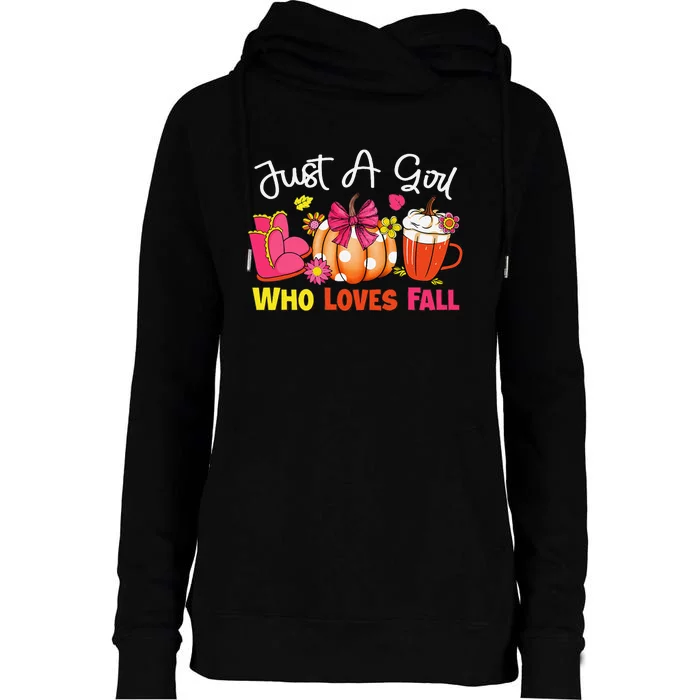 Just A Girl Who Loves Fall Pumpkin Spice Latte Thanksgiving Womens Funnel Neck Pullover Hood