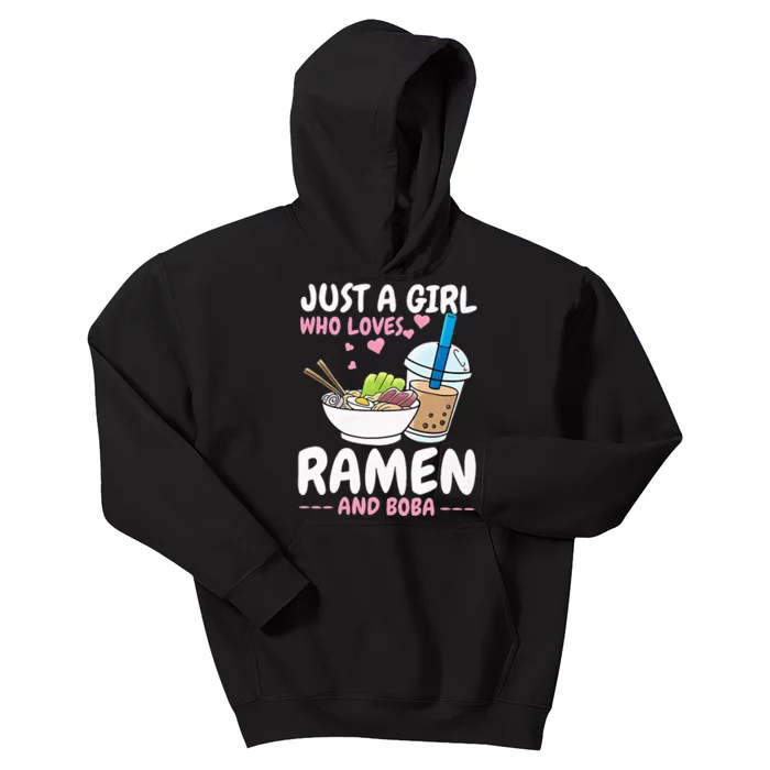 Just A Girl Who Loves Ramen And Boba Bubble Tea Tea Japanese Kids Hoodie