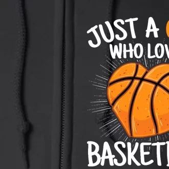 Just A Girl Who Loves Basketball Merch Girl Full Zip Hoodie