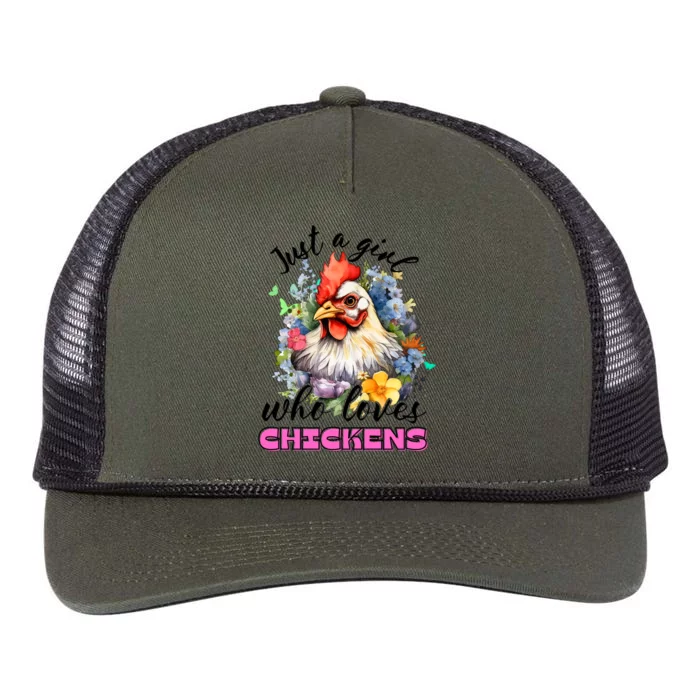 Just A Girl Who Loves Chickens Retro Rope Trucker Hat Cap