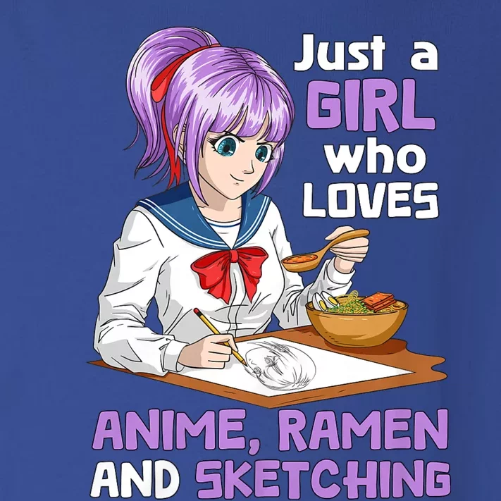 Just A Girl Who Loves Anime Ramen And Sketching Japan Anime Toddler Long Sleeve Shirt