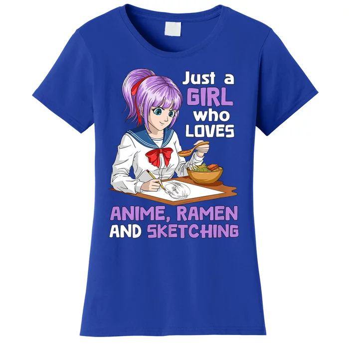 Just A Girl Who Loves Anime Ramen And Sketching Japan Anime Women's T-Shirt