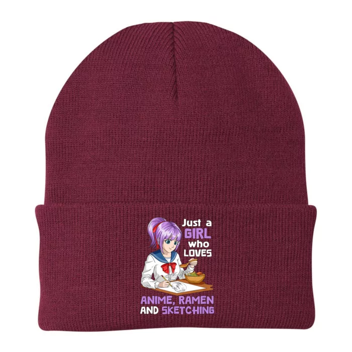 Just A Girl Who Loves Anime Ramen And Sketching Japan Anime Knit Cap Winter Beanie