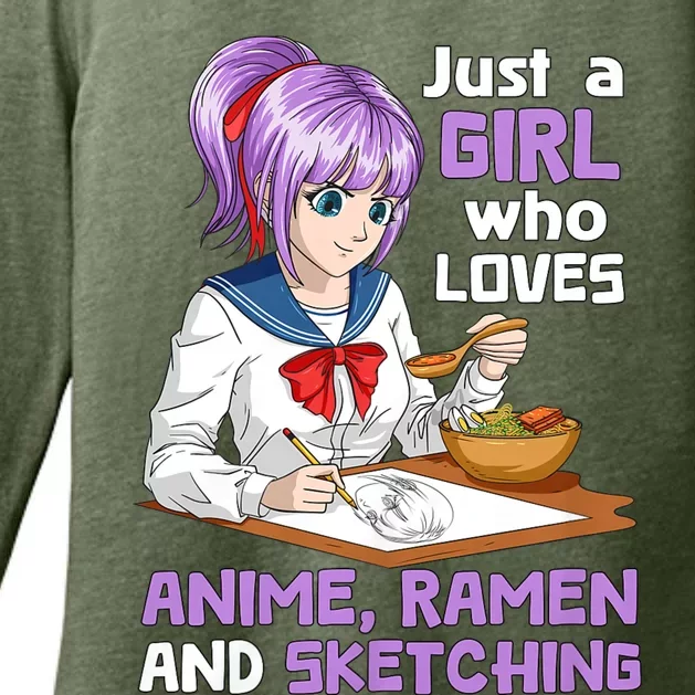 Just A Girl Who Loves Anime Ramen And Sketching Japan Anime Womens CVC Long Sleeve Shirt