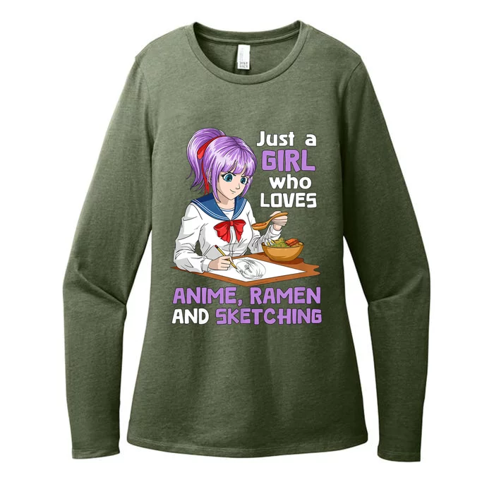 Just A Girl Who Loves Anime Ramen And Sketching Japan Anime Womens CVC Long Sleeve Shirt