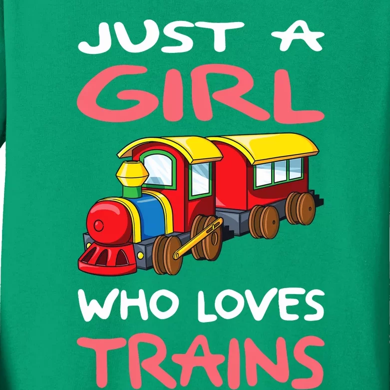 Just A Girl Who Loves Trains I Railway I Railroad I Train Kids Long Sleeve Shirt