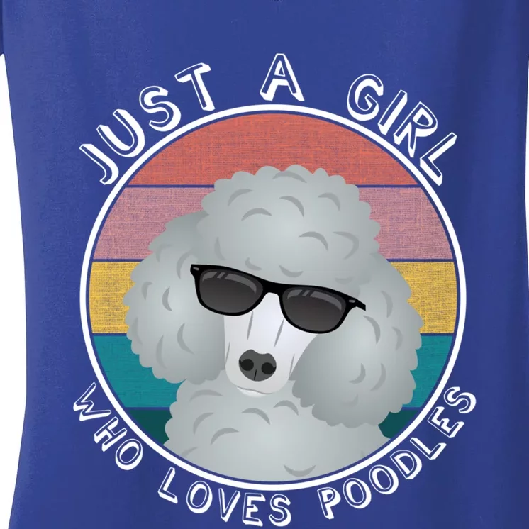 Just A Girl Who Loves Poodles Gift Cute Standard Poodle Lover Funny Gift Women's V-Neck T-Shirt