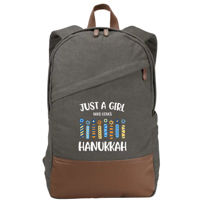 Just a Girl Who Loves Hanukkah Jewish Chanukah Cotton Canvas Backpack