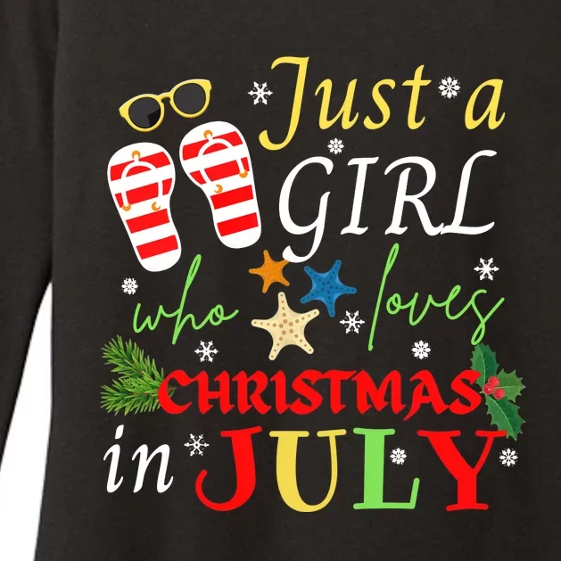 Just A Girl Who Loves Christmas In July Flip Flops Womens CVC Long Sleeve Shirt