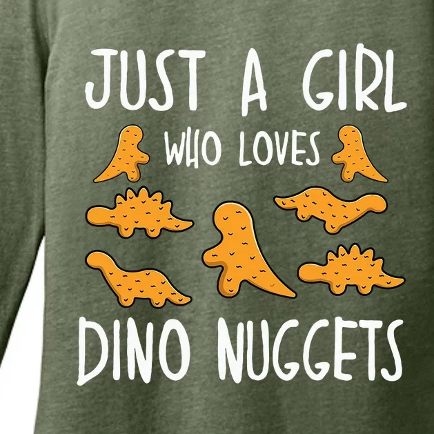 Just A Girl Who Loves Dino Nuggets Merch Chicken Nuggets Womens CVC Long Sleeve Shirt