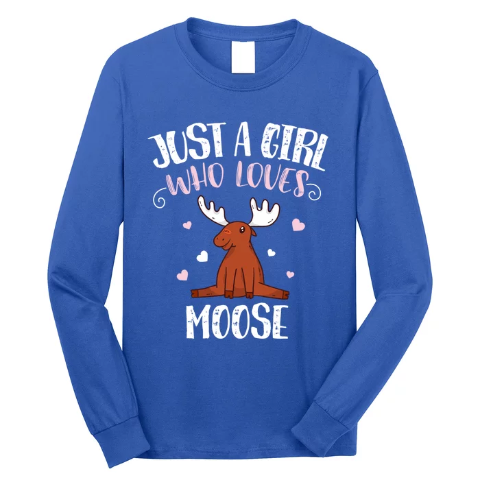 Just A Girl Who Loves Moose Great Gift Long Sleeve Shirt