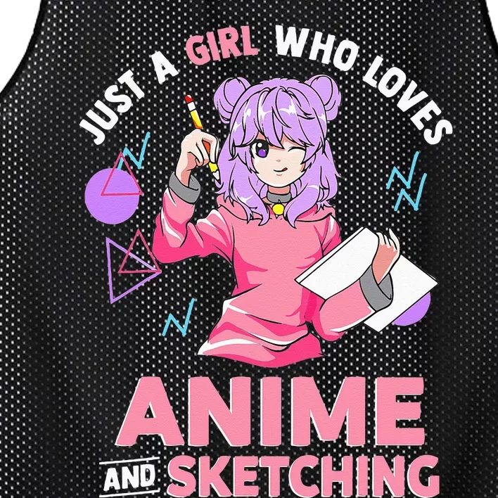 Just A Girl Who Loves Anime And Sketching Short Sleeve Mesh Reversible Basketball Jersey Tank