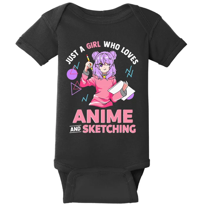 Just A Girl Who Loves Anime And Sketching Short Sleeve Baby Bodysuit