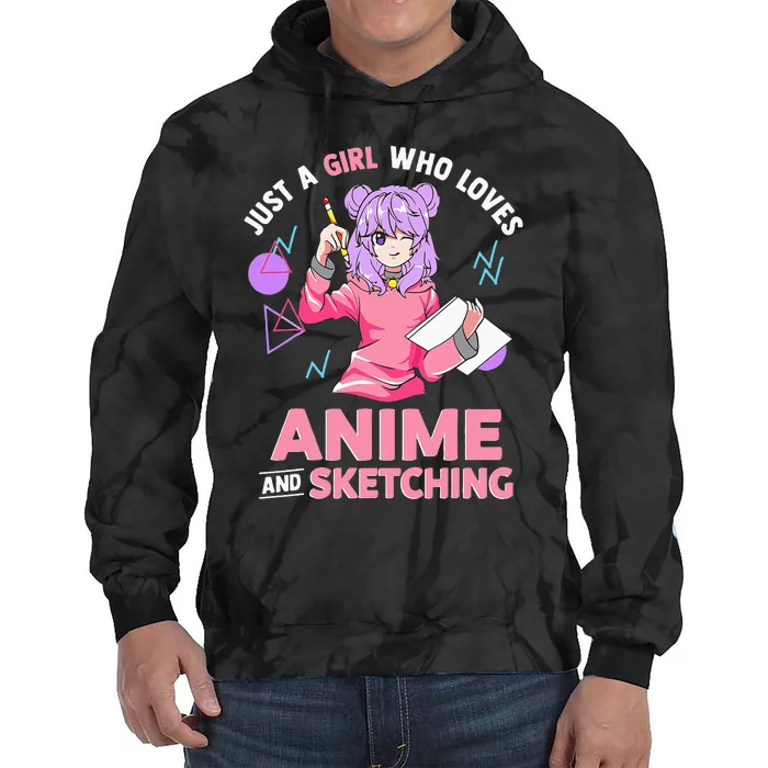 Just A Girl Who Loves Anime And Sketching Short Sleeve Tie Dye Hoodie